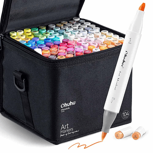 OHUHU 104 MARCADORES DE ALCOHOL + 1 BLENDER. PINCEL&BISELADA