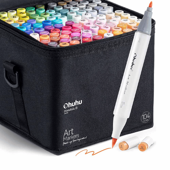 OHUHU 104 MARCADORES DE ALCOHOL + 1 BLENDER PINCEL&FINA 1