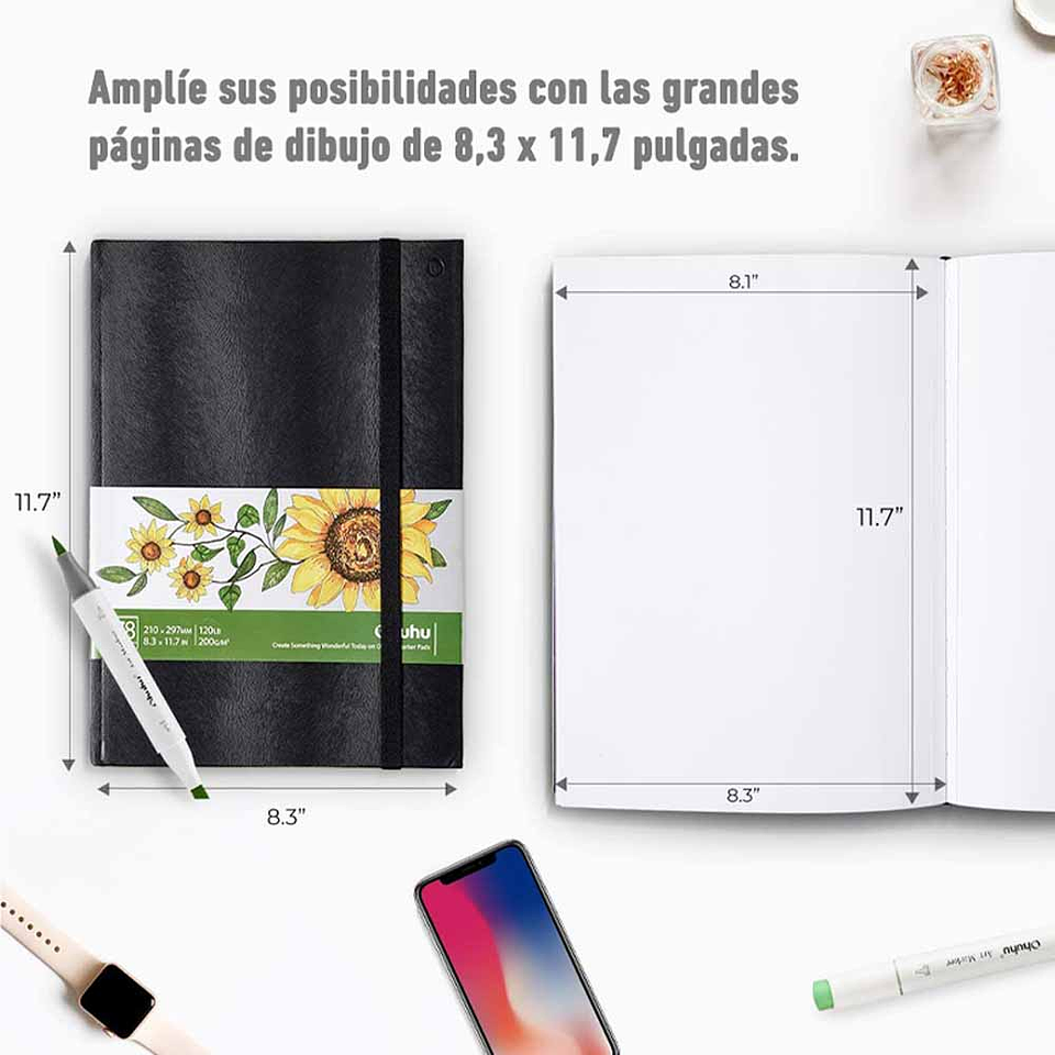 OHUHU BLOCK PARA MARCADORES DE ALCOHOL (21 X 29 CM, 78 PAGINAS) 120 LB/200 GSM 2