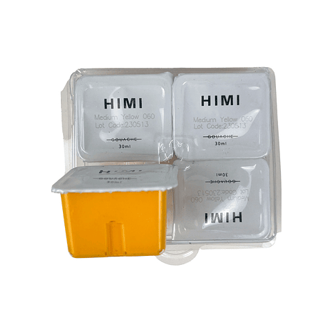 MEDIUM YELLOW 060 Recambio de Pintura Gouache Miya Himi de 30 ml 4 unidades