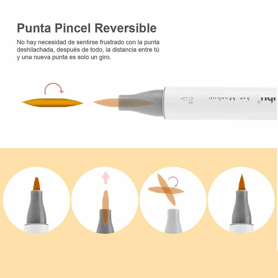 OHUHU 24 MARCADORES DE ALCOHOL + 1 BLENDER PINCEL&BISELADA 4