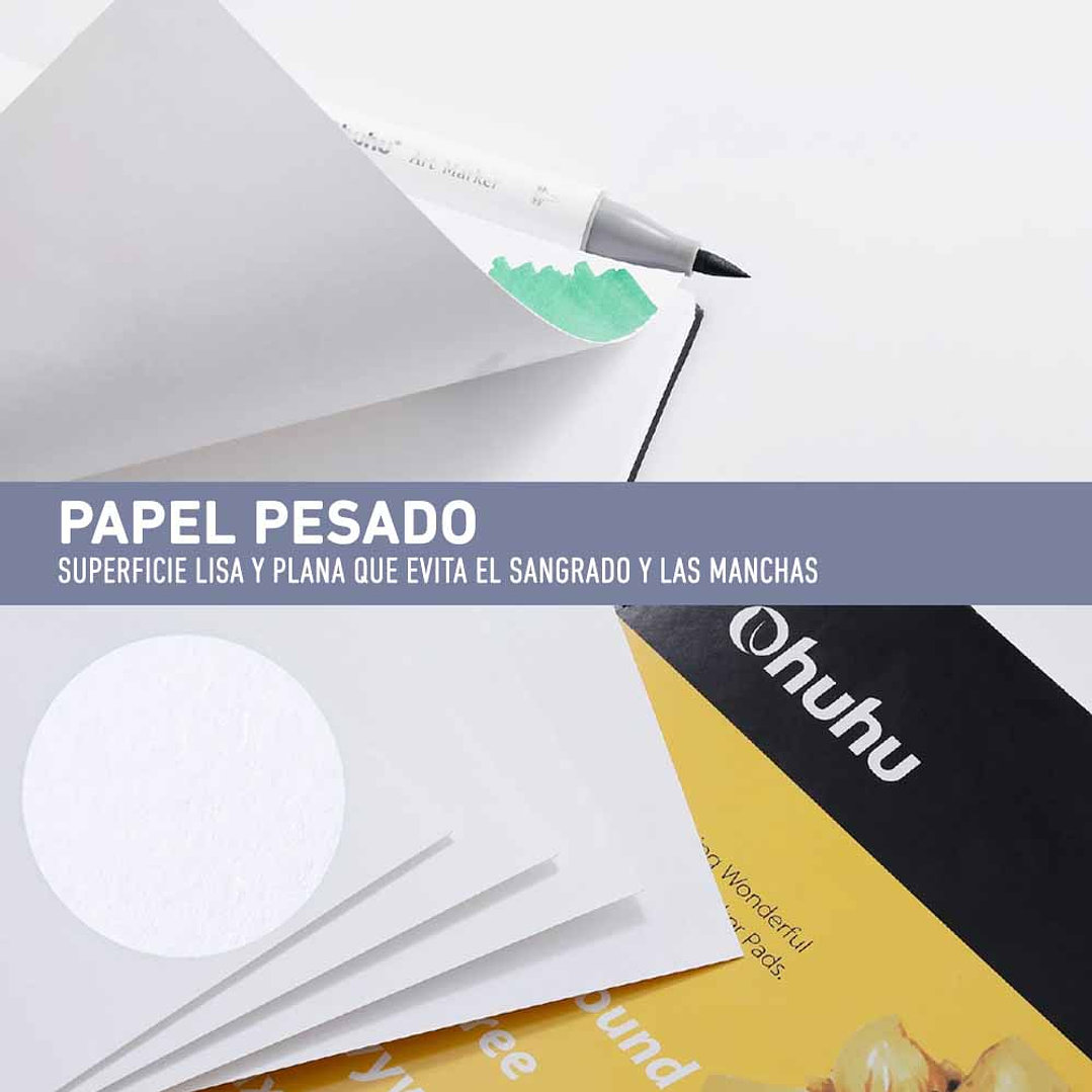 OHUHU BLOCK ESPIRAL PARA MARCADORES DE ALCOHOL (41 X 29 CM, 50 HOJAS) 120 LB/200 GSM 4