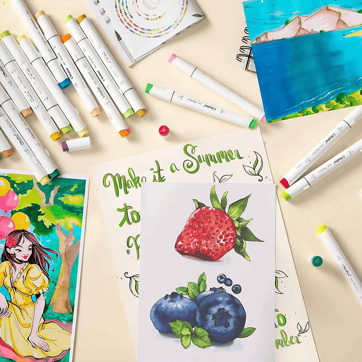 OHUHU 104 MARCADORES DE ALCOHOL + 1 BLENDER PINCEL&FINA 5