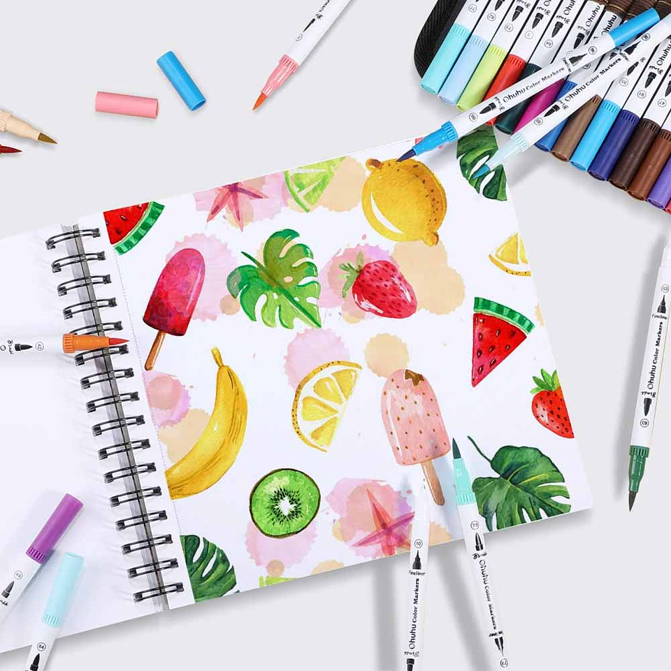 OHUHU BLOCK ESPIRAL PARA MARCADORES DE ALCOHOL (41 X 29 CM, 50 HOJAS) 120 LB/200 GSM 6