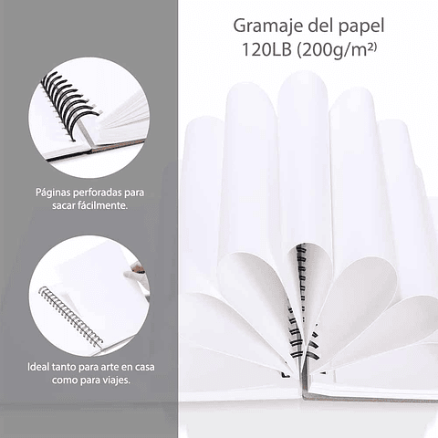 OHUHU BLOCK PARA MARCADORES CON ANILLADO EN ESPIRAL (25.4X19.3CM, 60 HOJAS)