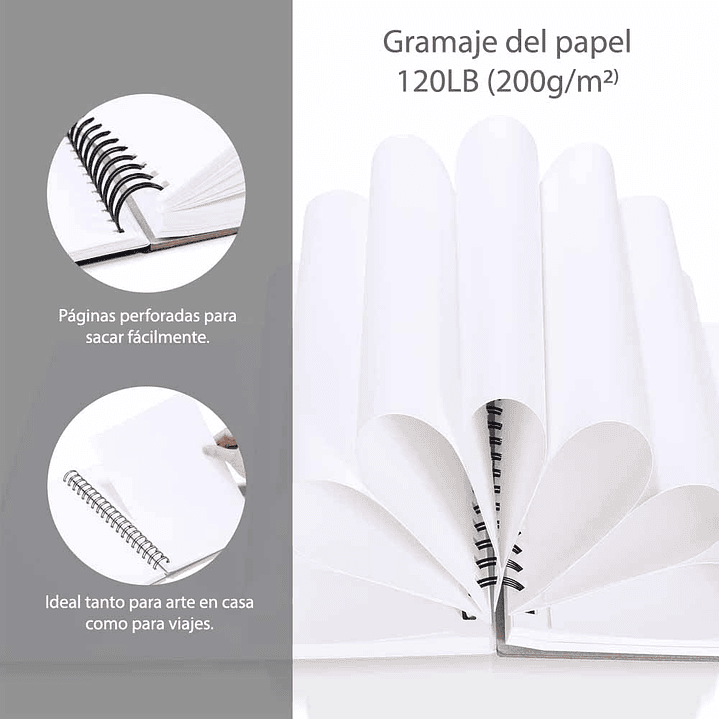 OHUHU BLOCK PARA MARCADORES CON ANILLADO EN ESPIRAL (25.4X19.3CM, 60 HOJAS) 2