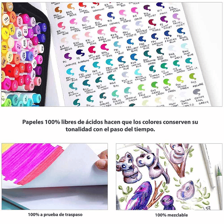 OHUHU BLOCK PARA MARCADORES CON ANILLADO EN ESPIRAL (25.4X19.3CM, 60 HOJAS) 4