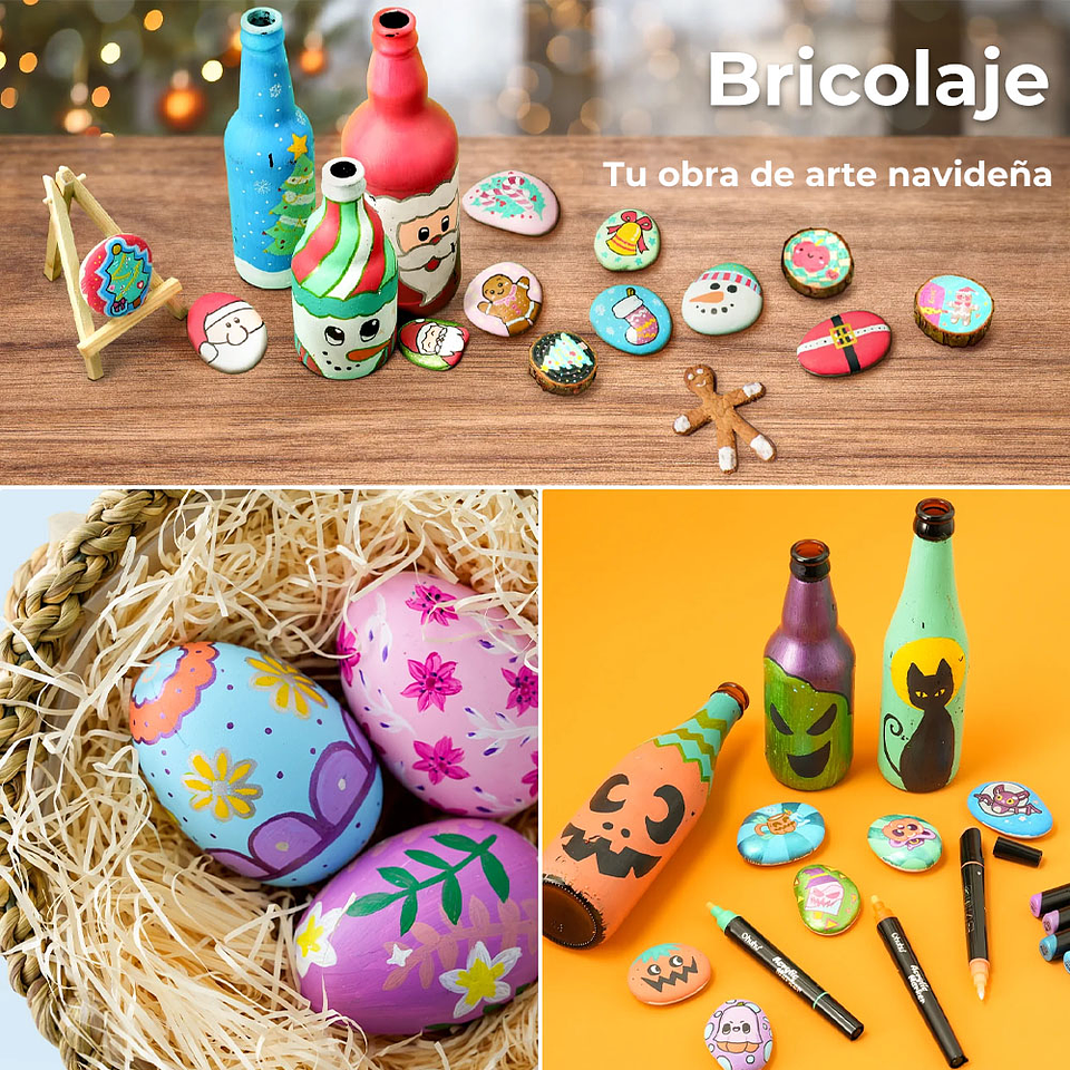 OHUHU 30 MARCADORES ACRÍLICOS PUNTA FINA Y REDONDA 7