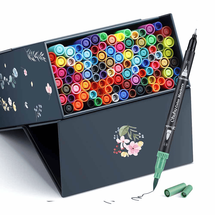 OHUHU MAUI 100 MARCADORES A BASE DE AGUA PINCEL&FINELINER 2