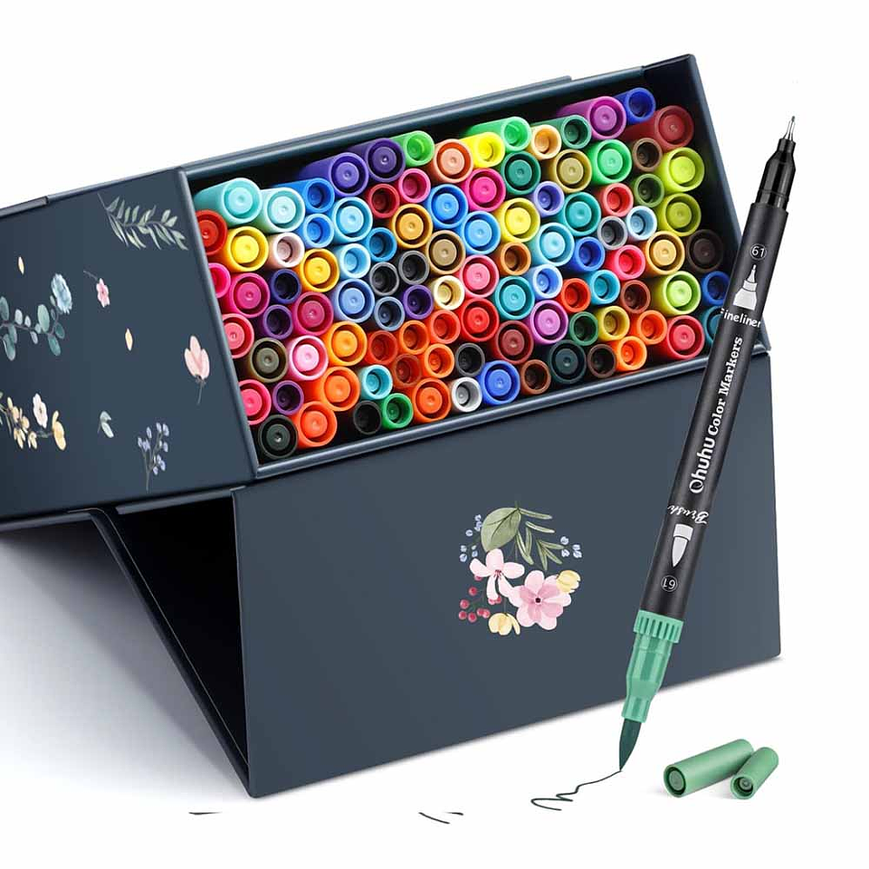 OHUHU MAUI 100 MARCADORES A BASE DE AGUA PINCEL&FINELINER 2