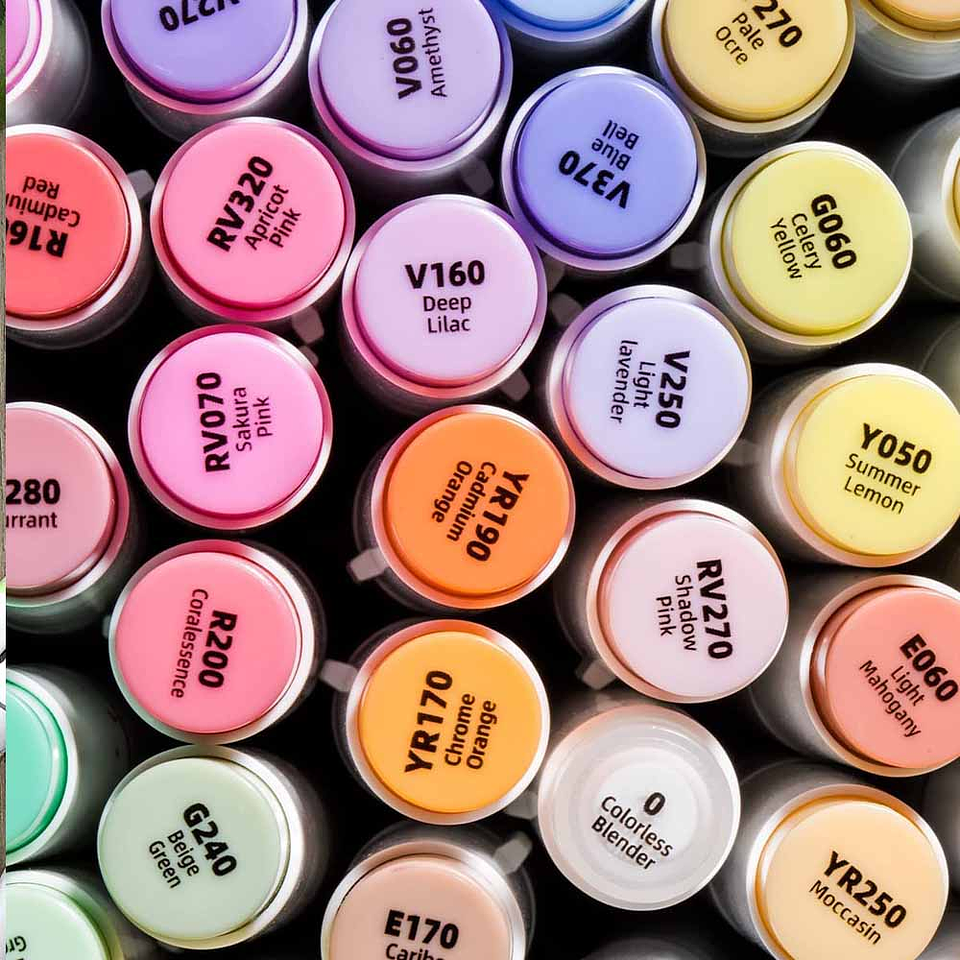 OHUHU 48 TONOS MEDIOS MARCADORES DE ALCOHOL + 1 BLENDER 6