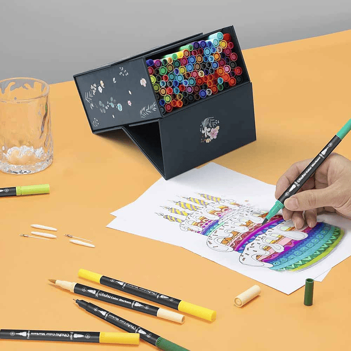 OHUHU MAUI 100 MARCADORES A BASE DE AGUA PINCEL&FINELINER 6