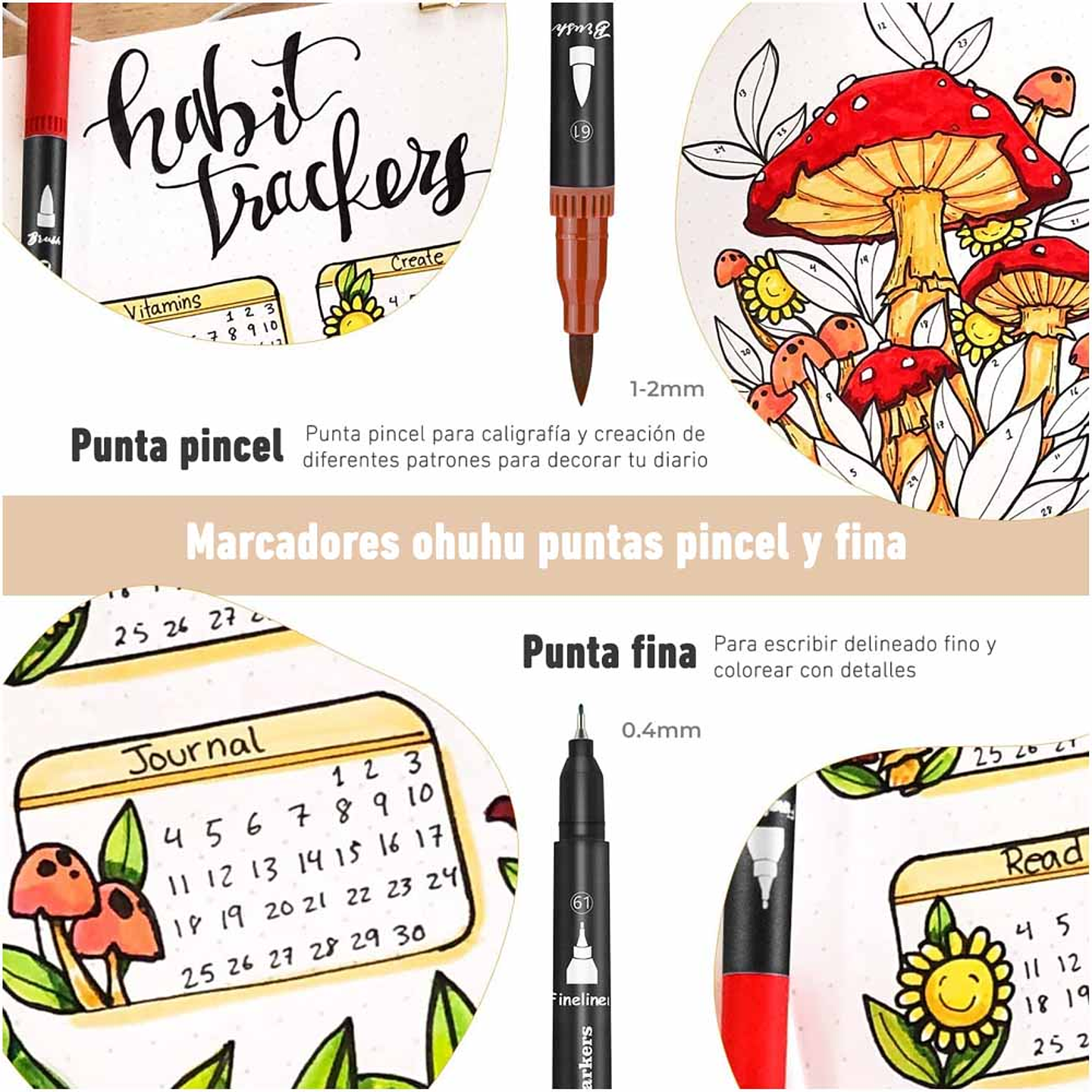 OHUHU MAUI 160 MARCADORES A BASE DE AGUA PINCEL&FINELINER 2