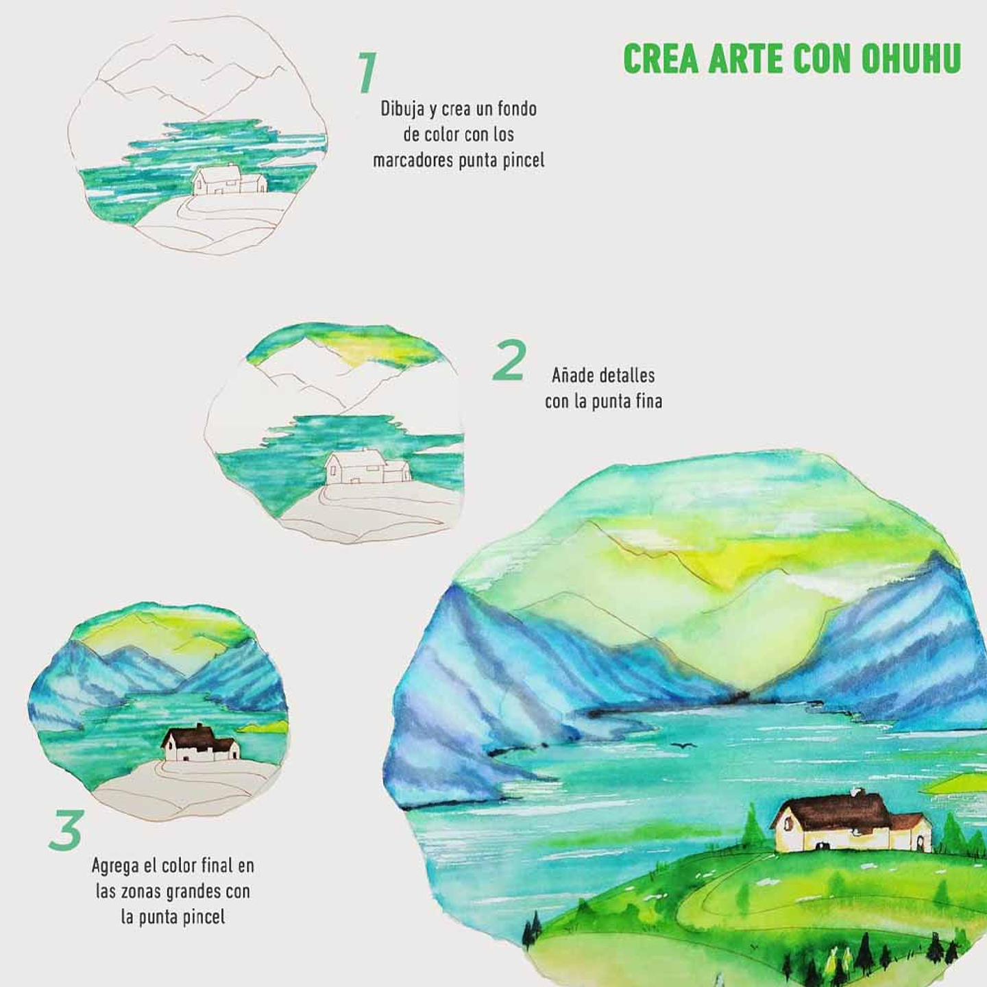 OHUHU MAUI 100 MARCADORES A BASE DE AGUA PINCEL&FINELINER 8