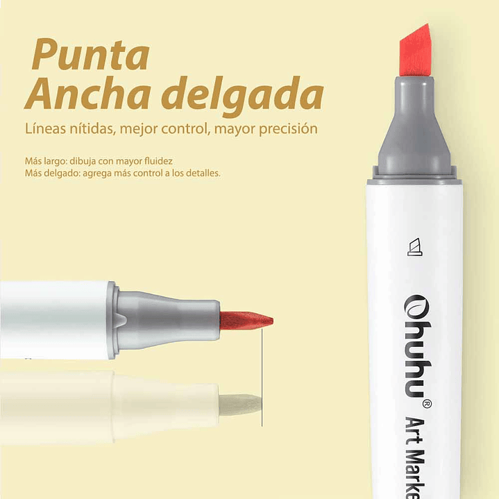 OHUHU 24 MARCADORES PIEL DE ALCOHOL + 1 BLENDER FINA&BISELADA DELGADO 5