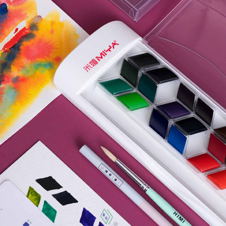 MIYA SET ROMBO DE ACUARELA 24 COLORES+PINCEL+LAPIZ GRAFITO  5