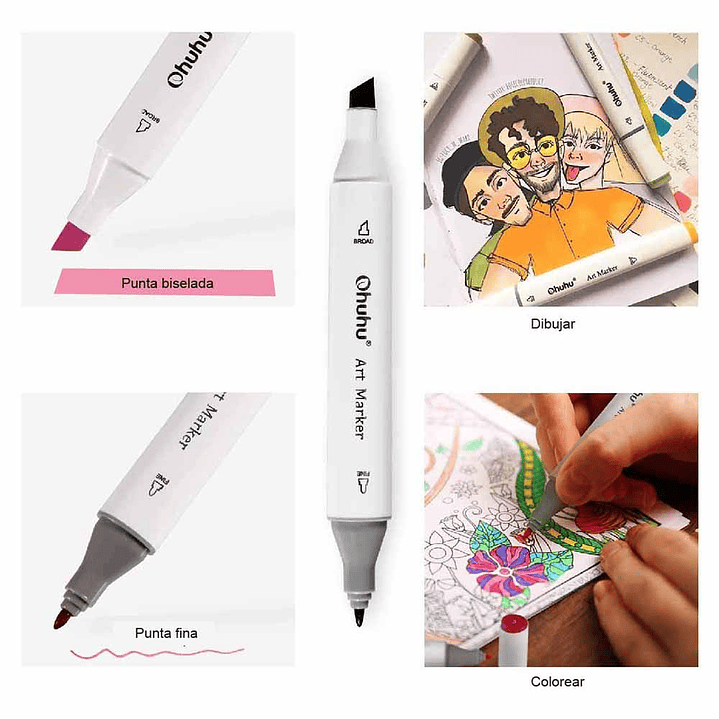 OHUHU 200 MARCADORES DE ALCOHOL + 1 BLENDER FINA&BISELADA 4