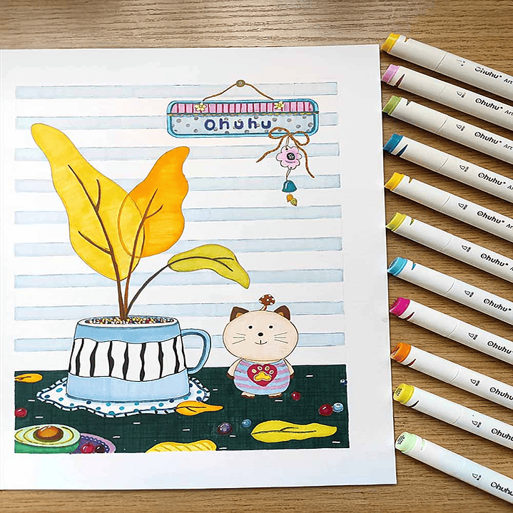 OHUHU 200 MARCADORES DE ALCOHOL + 1 BLENDER FINA&BISELADA 8