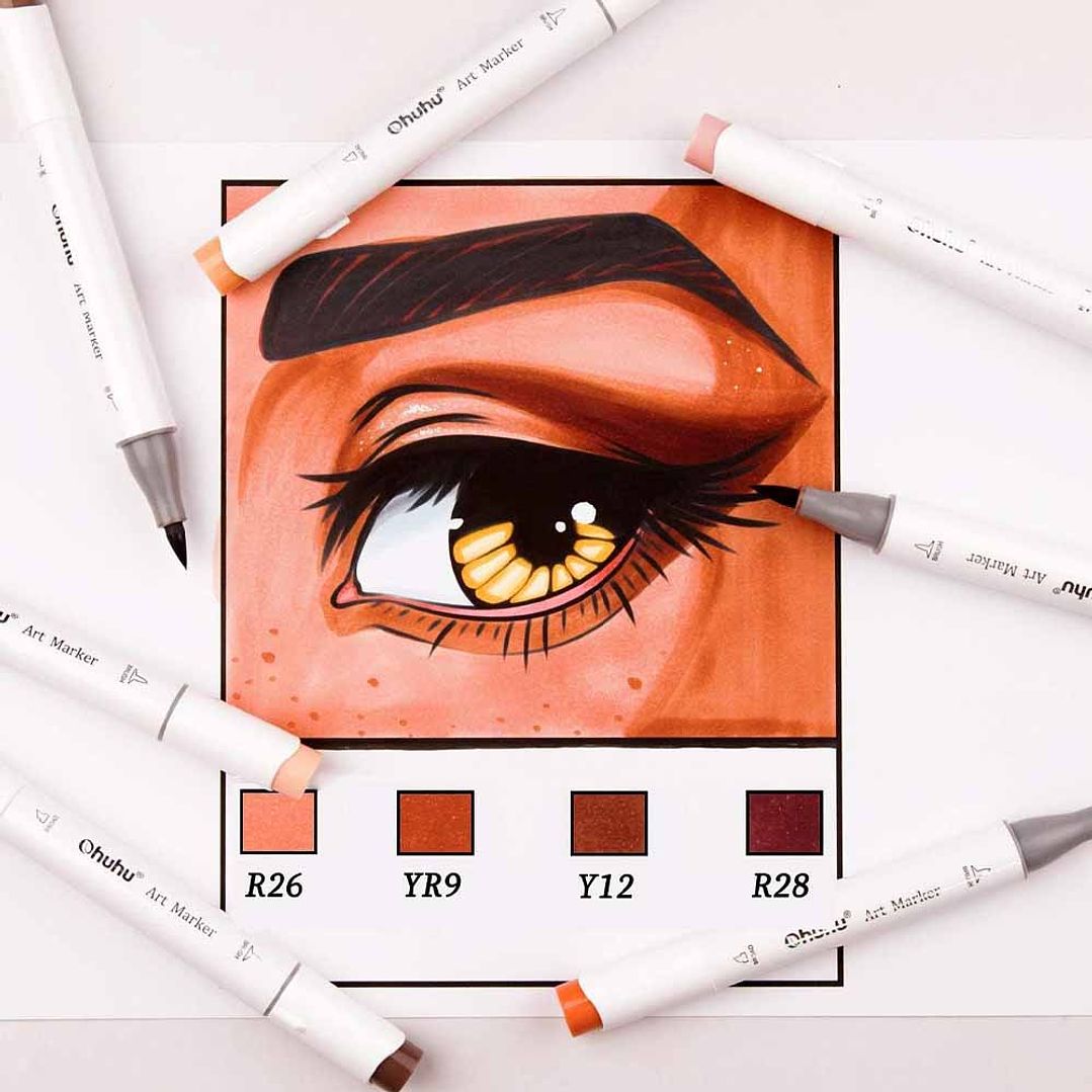 OHUHU 24 MARCADORES DE ALCOHOL TONOS PIEL + 1 BLENDER 3