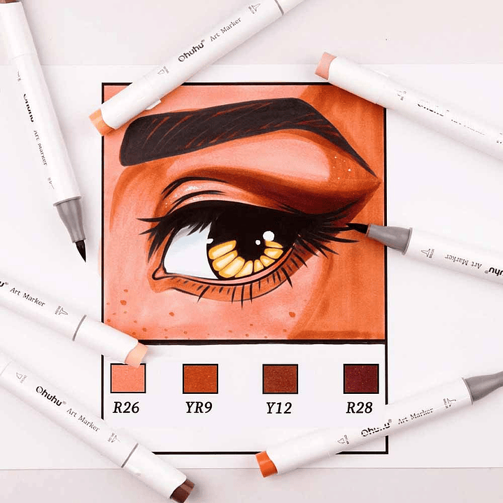 OHUHU 24 MARCADORES DE ALCOHOL TONOS PIEL + 1 BLENDER 3