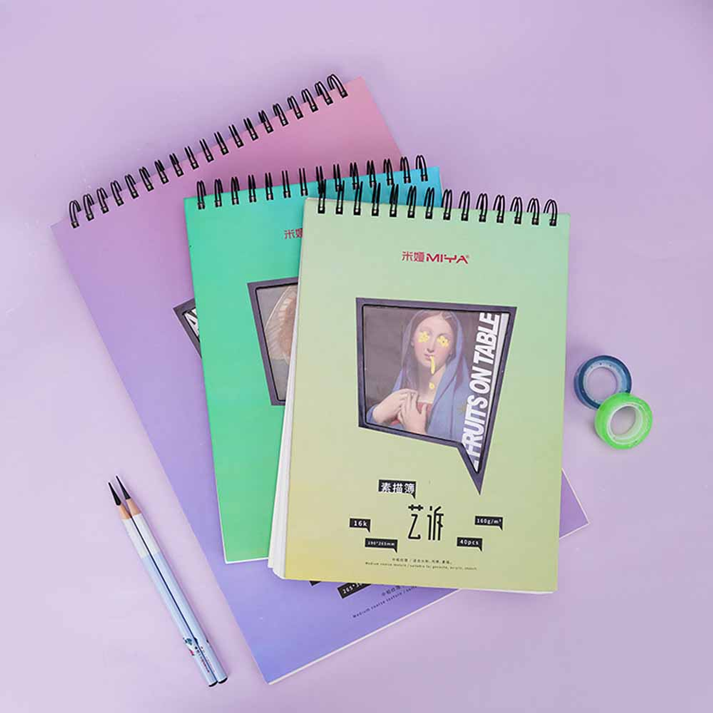 MIYA BLOCK SKETCH PAD (40PCS, 8K/160G,GRADUAL BLUE-PURPLE) 6