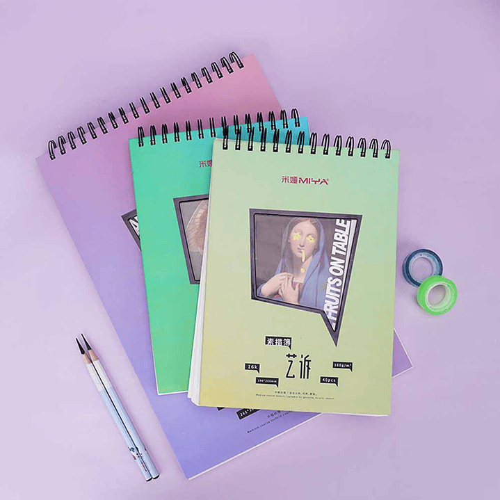 MIYA BLOCK SKETCH PAD (40PCS, 8K/160G,GRADUAL BLUE-PURPLE) 6