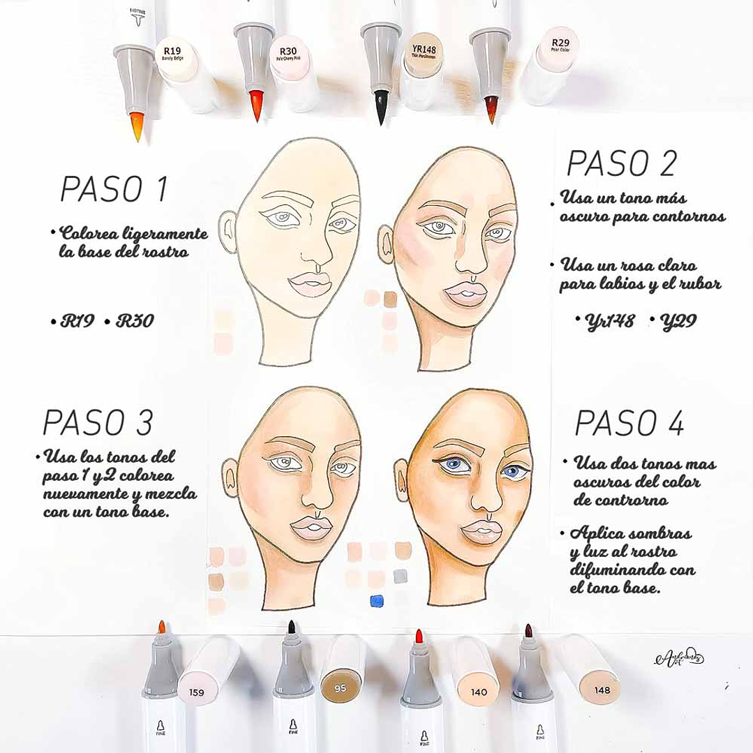 OHUHU 24 MARCADORES DE ALCOHOL TONOS PIEL + 1 BLENDER 5
