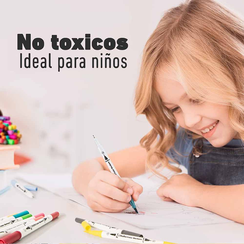 OHUHU MAUI 60 MARCADORES A BASE DE AGUA  PINCEL&FINELINER 7