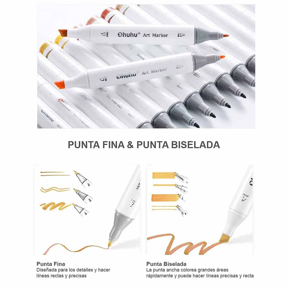 OHUHU 40 MARCADORES DE ALCOHOL + 1 BLENDER FINA&BISELADA 5