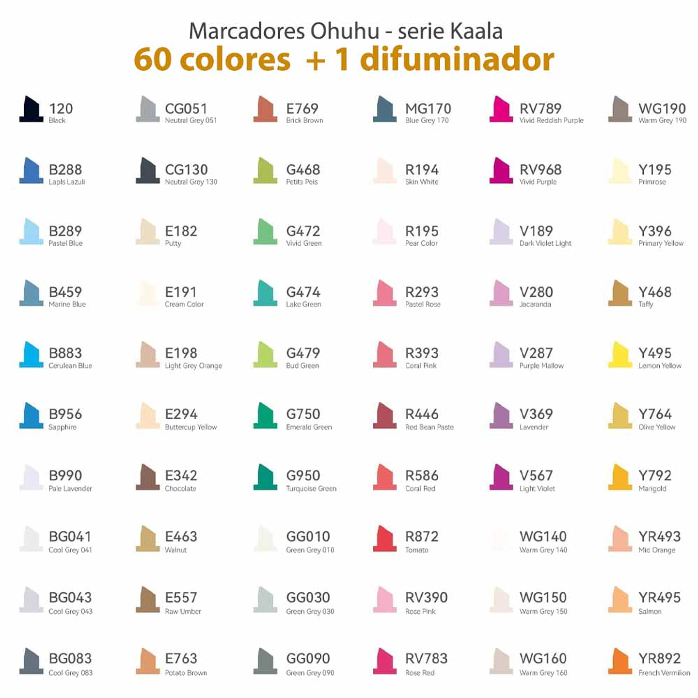 OHUHU 60 MARCADORES DE ALCOHOL + 1 BLENDER FINA&BISELADA DELGADO MANGA. 5