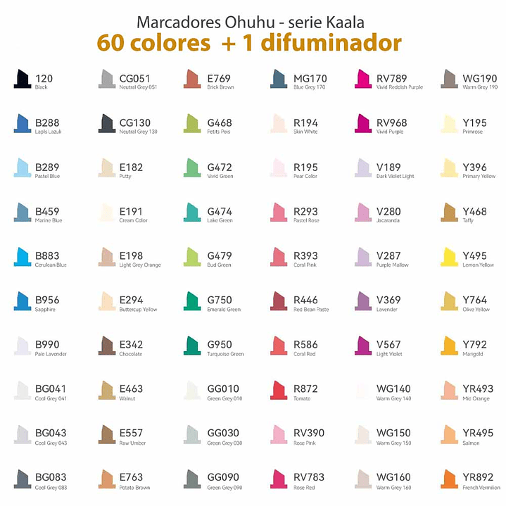 OHUHU 60 MARCADORES DE ALCOHOL + 1 BLENDER FINA&BISELADA DELGADO MANGA. 5