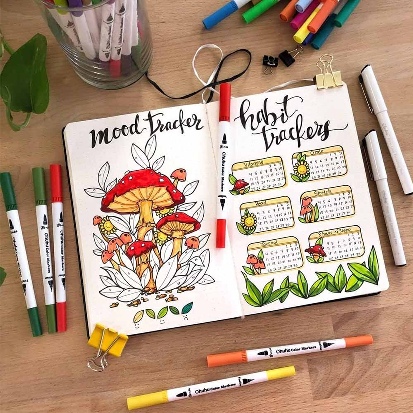 OHUHU MAUI 60 MARCADORES A BASE DE AGUA  PINCEL&FINELINER 9