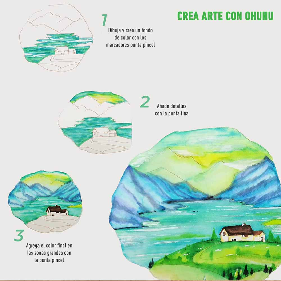 OHUHU MAUI 60 MARCADORES A BASE DE AGUA  PINCEL&FINELINER 10