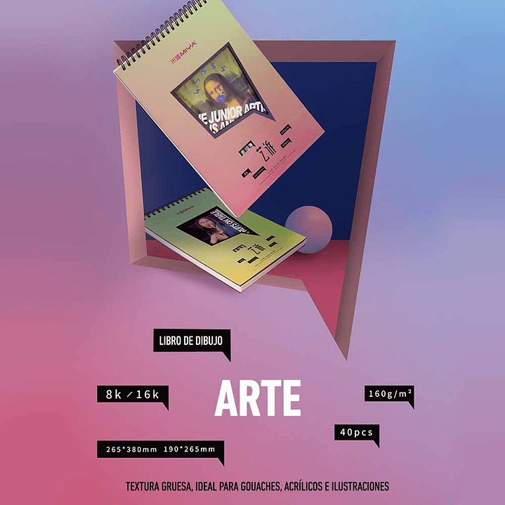 MIYA BLOCK SKETCH PAD (40PCS, 8K/160G,GRADUAL BLUE-PURPLE) 9