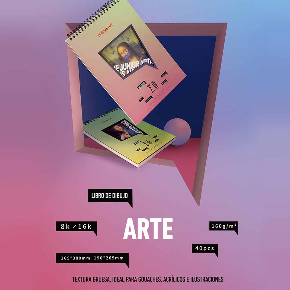 MIYA BLOCK SKETCH PAD (40PCS, 8K/160G,GRADUAL BLUE-PURPLE) 9