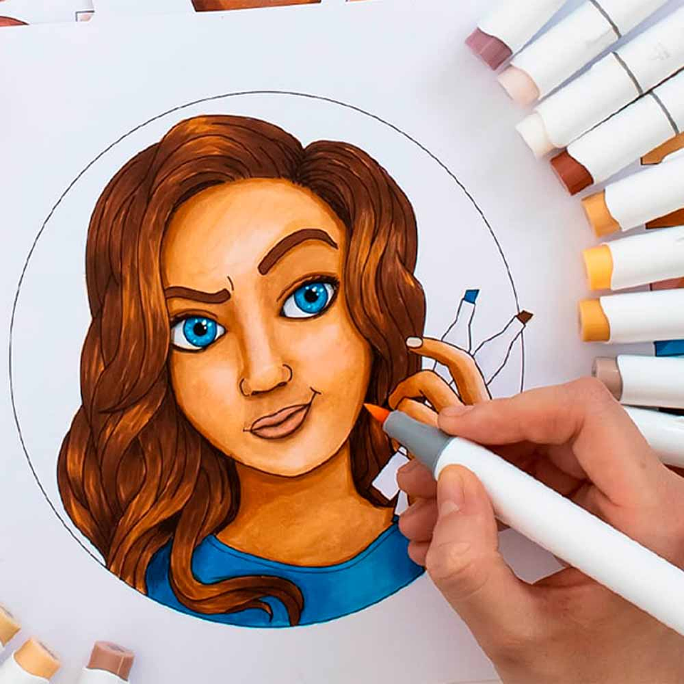 OHUHU 24 MARCADORES DE ALCOHOL TONOS PIEL + 1 BLENDER 9