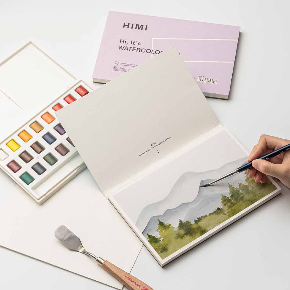 HIMI WATERCOLOR PAD (5.5*8.5IN BLUE /PURPLE) 2