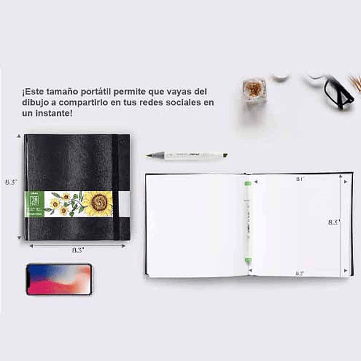 OHUHU BLOCK PARA MARCADORES DE ALCOHOL (17,5X16,5 CM, 30 hojas) 120 LB/200 GSM 2