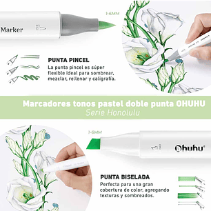 OHUHU 48 MARCADORES COLORES PASTEL FLORECIENTES PINCEL&BISELADA