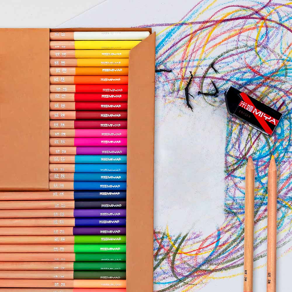 MIYA LAPICES DE COLORES BORRABLES 36 COLORES SET ECOLÓGICO  5