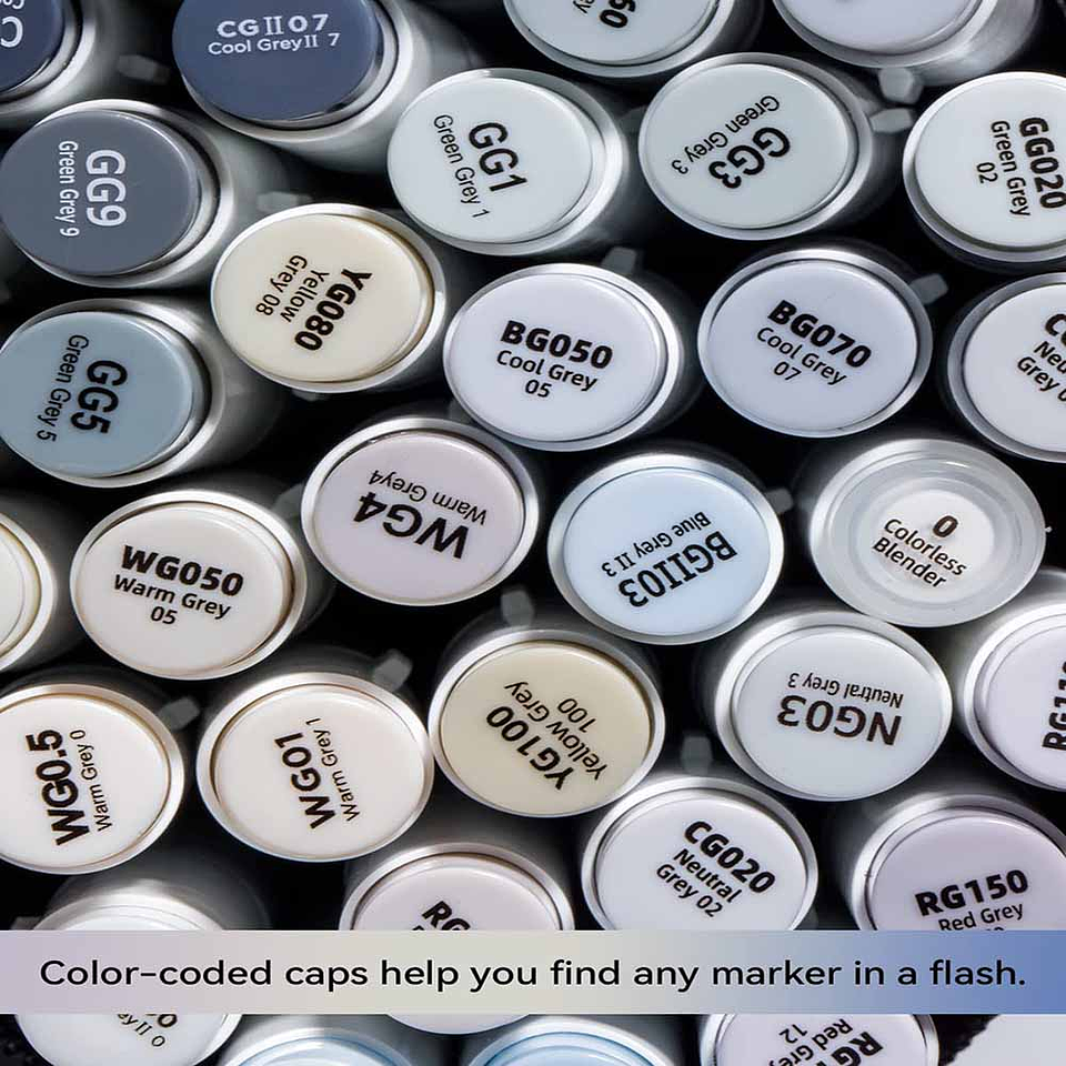 OHUHU 36 MARCADORES DE ALCOHOL GRISES + 1 BLENDER PINCEL&BISELADA 9