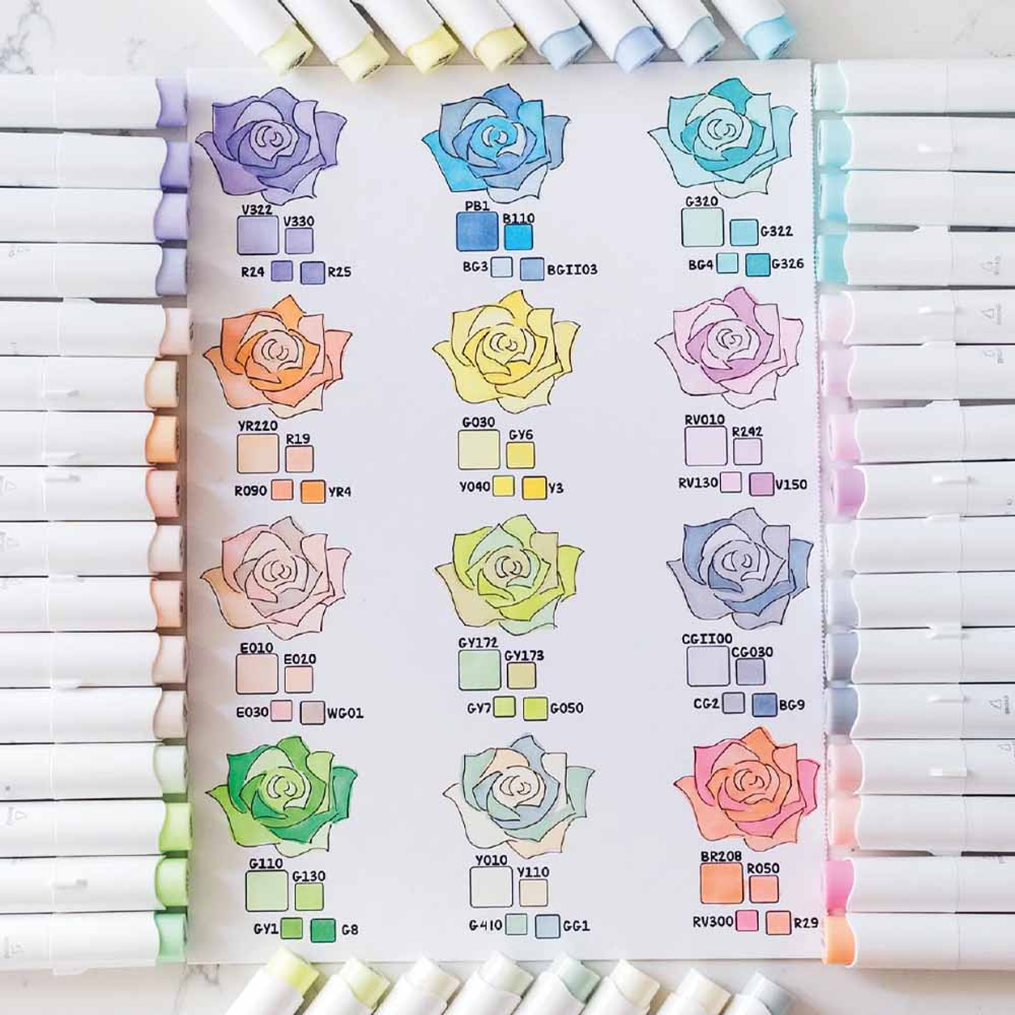 OHUHU 96 MARCADORES PASTEL DE DULZURA Y FLORECIMIENTO PINCEL&BISELADA 3