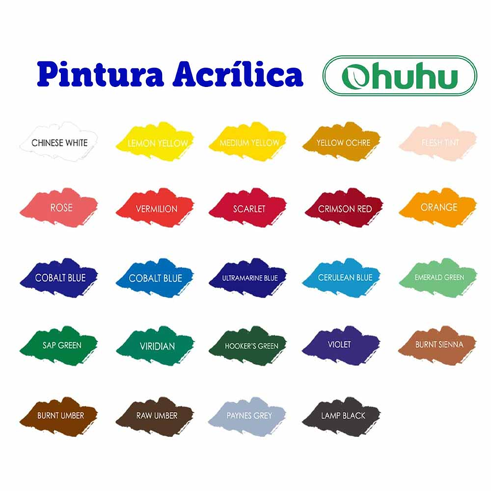 OHUHU SET 24 PINTURAS ACRÍLICAS 12ML + 6 PINCELES 7