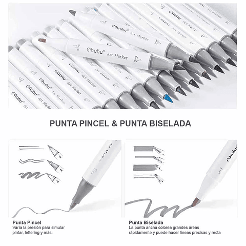 OHUHU 36 MARCADORES DE ALCOHOL GRISES + 1 BLENDER PINCEL&BISELADA