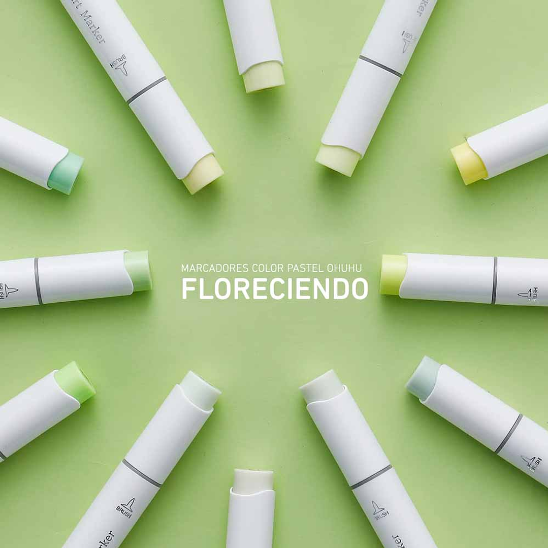 OHUHU 48 MARCADORES COLORES PASTEL FLORECIENTES PINCEL&BISELADA 5