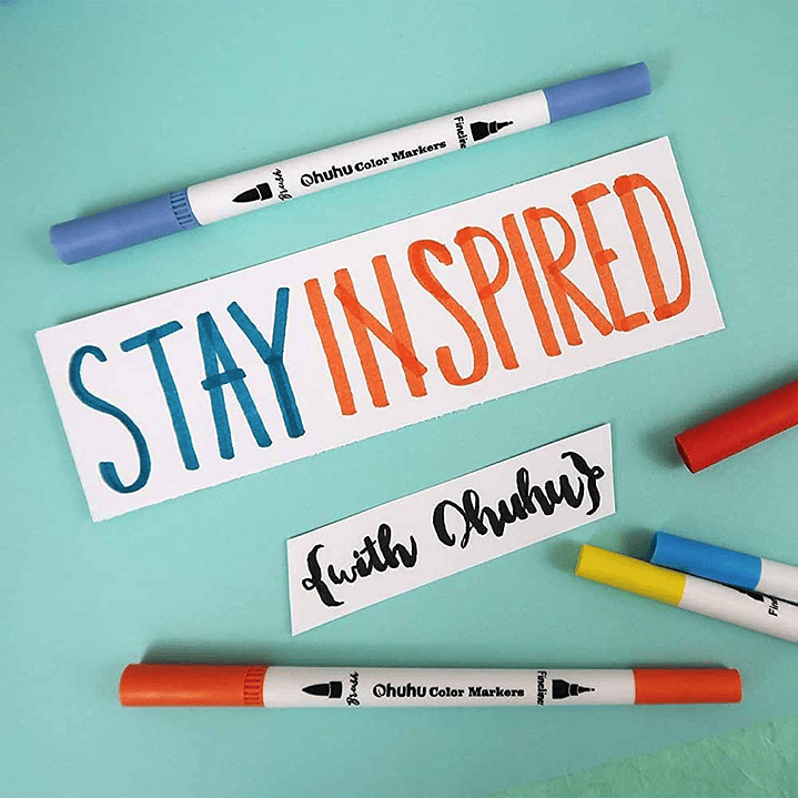 OHUHU 36 MARCADORES DOBLE PUNTA PINCEL Y TIRALÍNEAS FINO 4