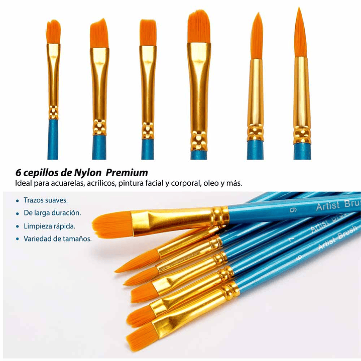 OHUHU SET 24 PINTURAS ACRÍLICAS 12ML + 6 PINCELES 8