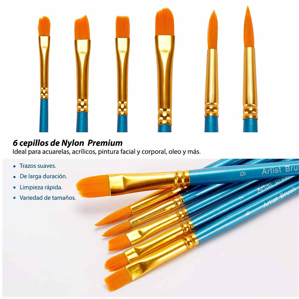 OHUHU SET 24 PINTURAS ACRÍLICAS 12ML + 6 PINCELES 8