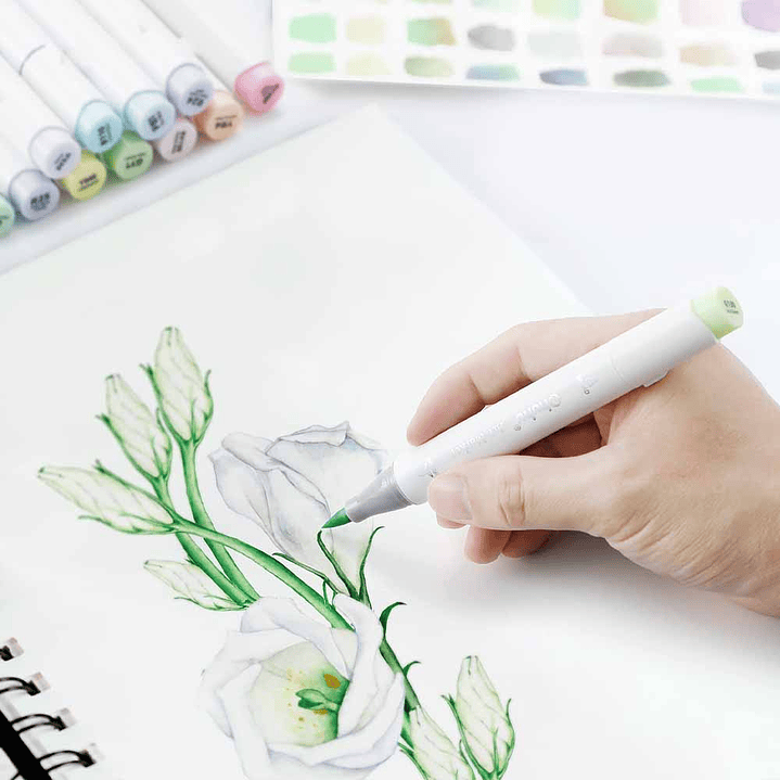 OHUHU 48 MARCADORES COLORES PASTEL FLORECIENTES PINCEL&BISELADA 6