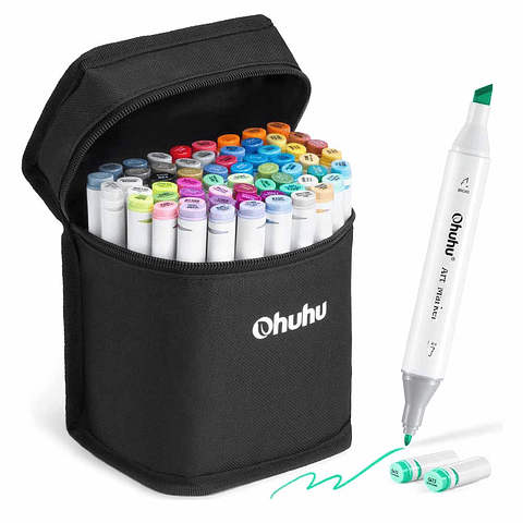 OHUHU 60 MARCADORES DE ALCOHOL + 1 BLENDER FINA&BISELADA